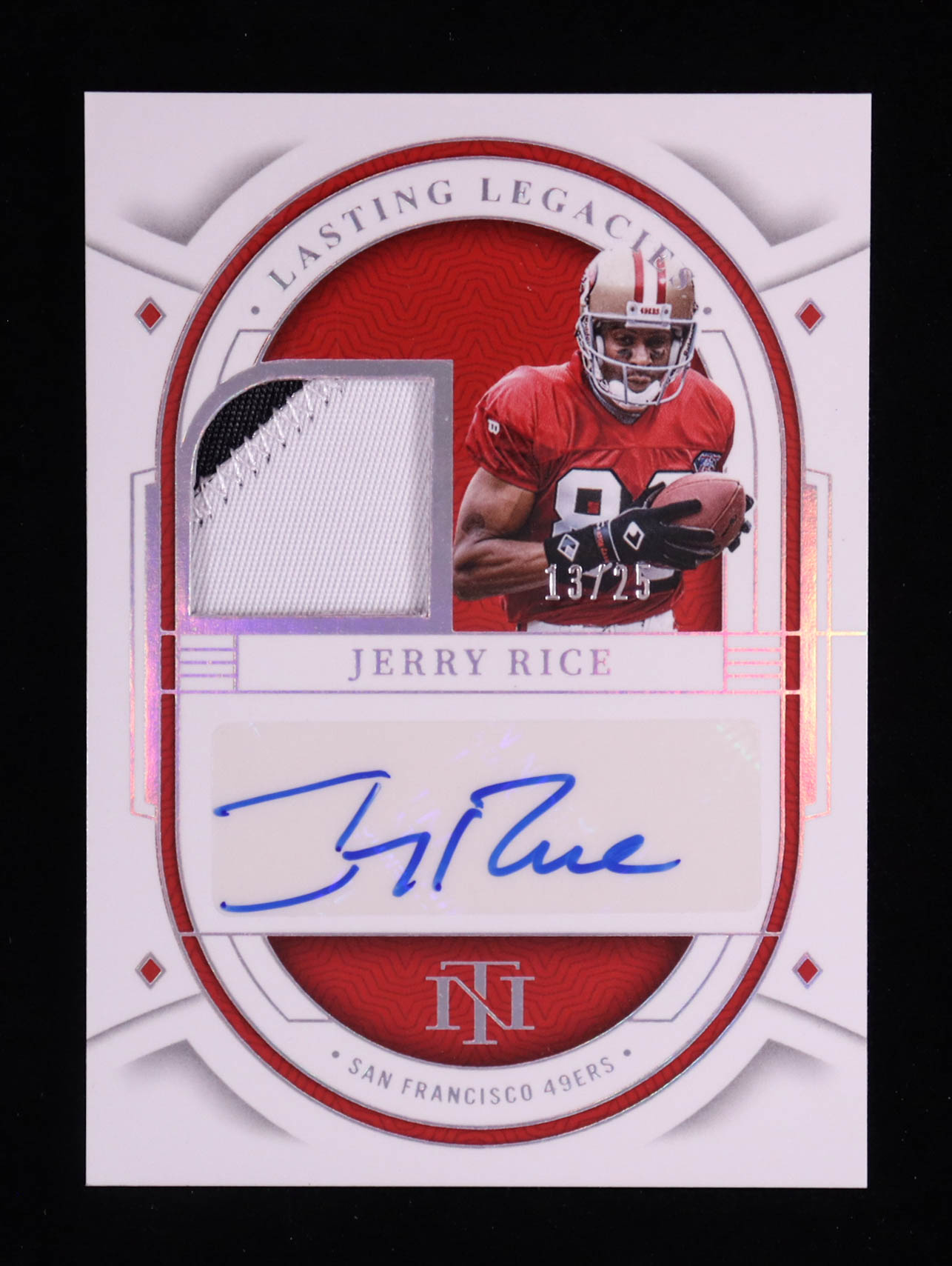 Jerry Rice 2023 Panini National Treasures Lasting Legacies Materials Holo Silver #44 #13/25 at PristineAuction.com Jerry Rice 2023 Panini National Treasures Lasting Legacies Materials Holo Silver #44 #13/25 at PristineAuction.com