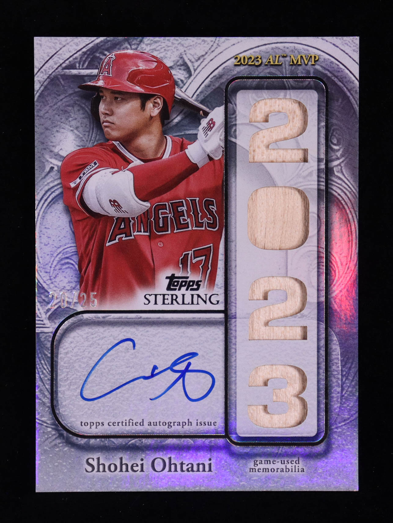 Shohei Ohtani 2025 Topps Sterling Sterling Awards Autograph Relics #SASO #20/25 at PristineAuction.com Shohei Ohtani 2025 Topps Sterling Sterling Awards Autograph Relics #SASO #20/25 at PristineAuction.com