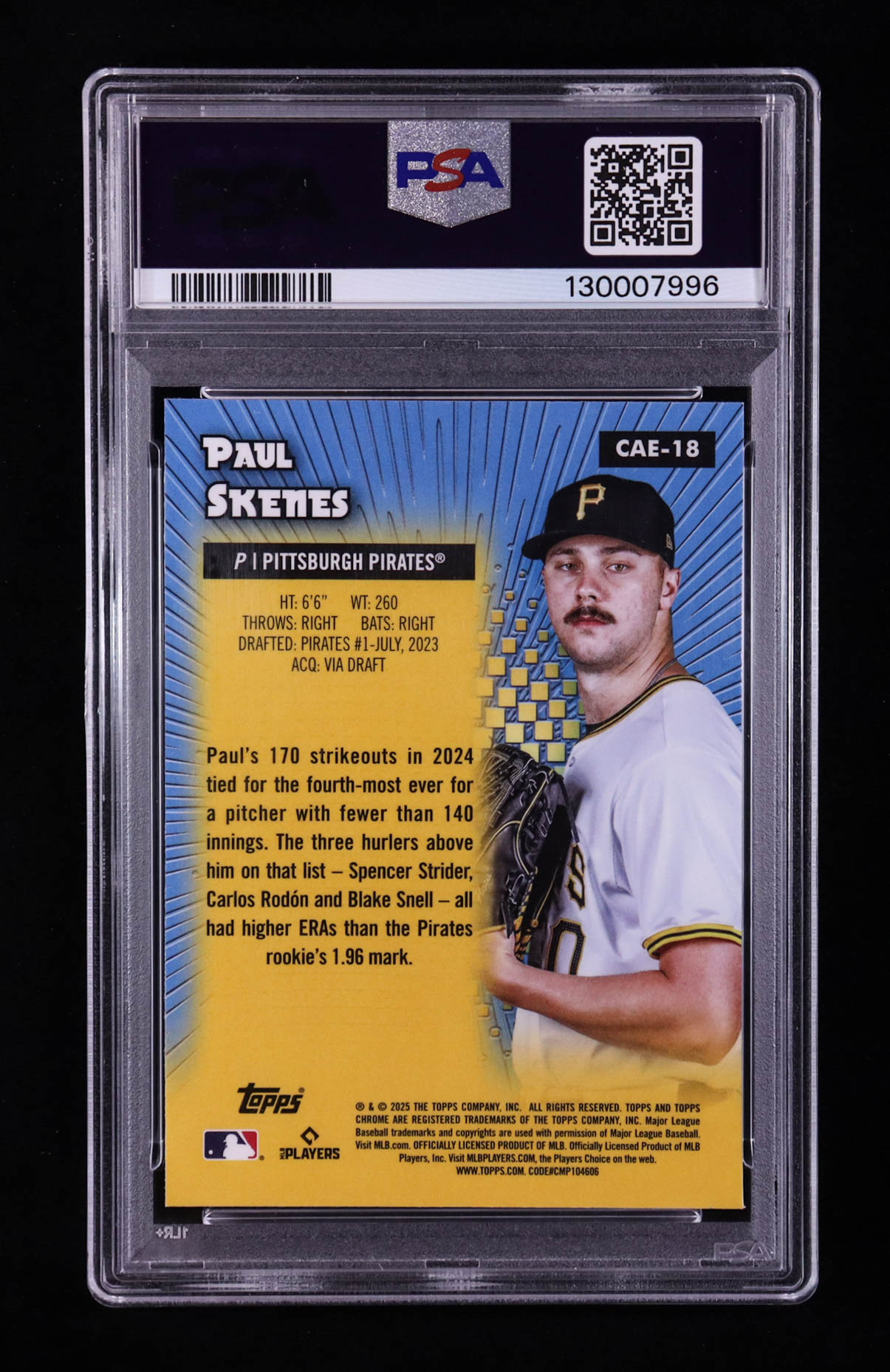 Paul Skenes 2025 Topps Chrome All Etch #CAE18 (PSA 10) at PristineAuction.com Paul Skenes 2025 Topps Chrome All Etch #CAE18 (PSA 10) at PristineAuction.com