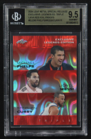 Lionel Messi / Michael Phelps / Stephen Curry 2024 Leaf Metal Special Release Exclusive Legends Ed. Triple Lava Red Foil Proofs #ELE66 (BGS 9.5) at PristineAuction.com
