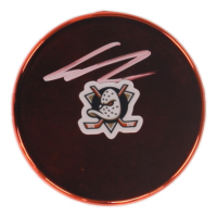 Leo Carlsson Signed Ducks Logo Hockey Puck (JSA) at PristineAuction.com