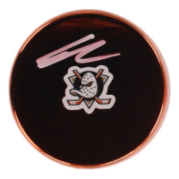 Leo Carlsson Signed Ducks Logo Hockey Puck (JSA) at PristineAuction.com