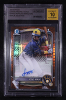 Jesus Made 2025 Bowman Chrome Prospect Autographs Orange Reptilian Refractors #CPAJM #23/25 (BGS | Auto Grade 10) at PristineAuction.com