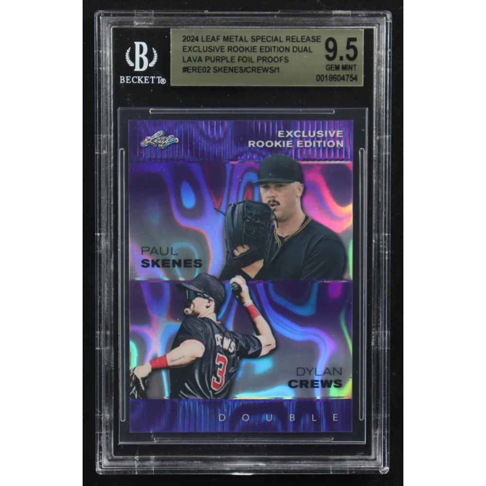 Paul Skenes / Dylan Crews 2024 Leaf Metal Special Release Exclusive Rookie Ed. Dual Lava Purple Foil Proofs #ERE02 RC #1/1 (BGS 9.5) at PristineAuction.com
