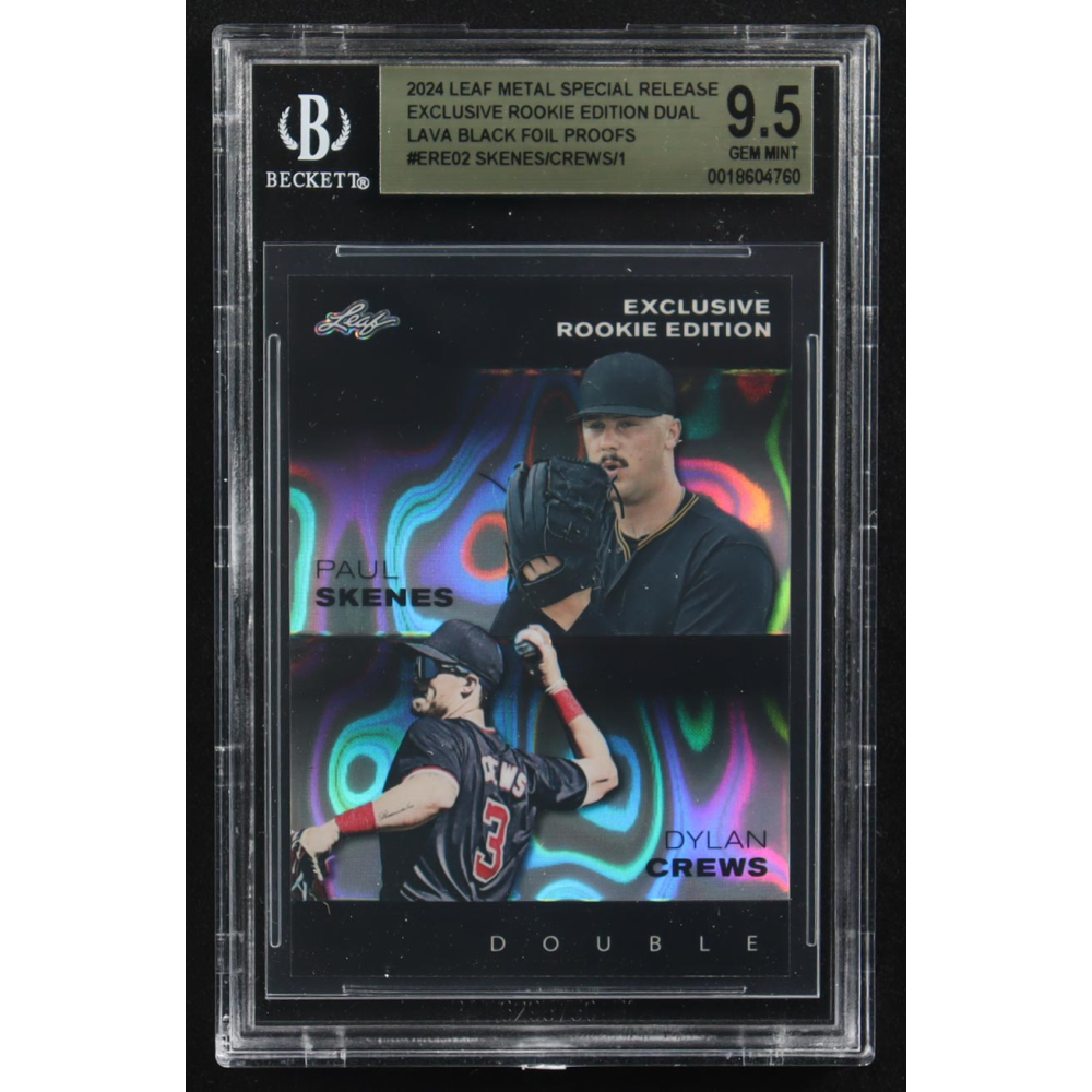Paul Skenes / Dylan Crews 2024 Leaf Metal Special Release Exclusive Rookie Ed. Dual Lava Black Foil Proofs #ERE02 RC #1/1 (BGS 9.5) at PristineAuction.com