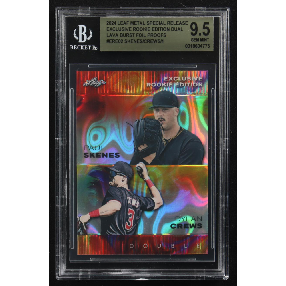 Paul Skenes / Dylan Crews 2024 Leaf Metal Special Release Exclusive Rookie Ed. Dual Lava Burst Foil Proofs #ERE02 RC #1/1 (BGS 9.5) at PristineAuction.com