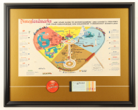 1959 Disneyland Custom Framed Vintage On-Site Park Map with Ticket Book & Blinker Pin at PristineAuction.com