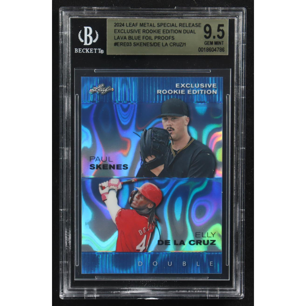 Paul Skenes / Elly De La Cruz 2024 Leaf Metal Special Release Exclusive Rookie Ed. Dual Lava Blue Foil Proofs #ERE03 RC #1/1 (BGS 9.5) at PristineAuction.com