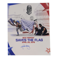 Rick Monday Signed Cubs 16x20 Photo Inscribed "God Bless America" (Schwartz) at PristineAuction.com