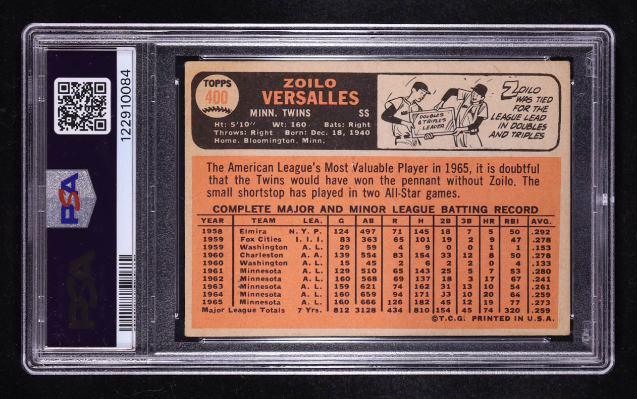 Zoilo Versalles Signed 1966 Topps #400 (PSA) at PristineAuction.com Zoilo Versalles Signed 1966 Topps #400 (PSA) at PristineAuction.com