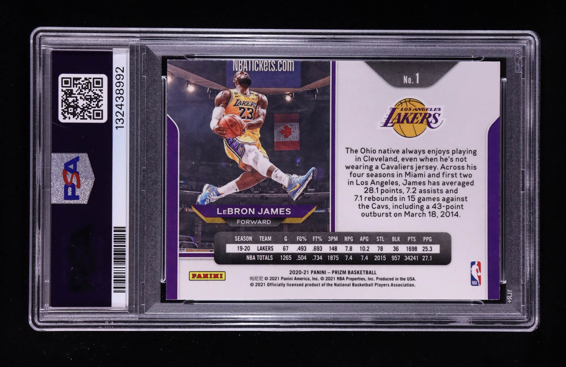 LeBron James 2020-21 Panini Prizm #1 (PSA 10) at PristineAuction.com LeBron James 2020-21 Panini Prizm #1 (PSA 10) at PristineAuction.com