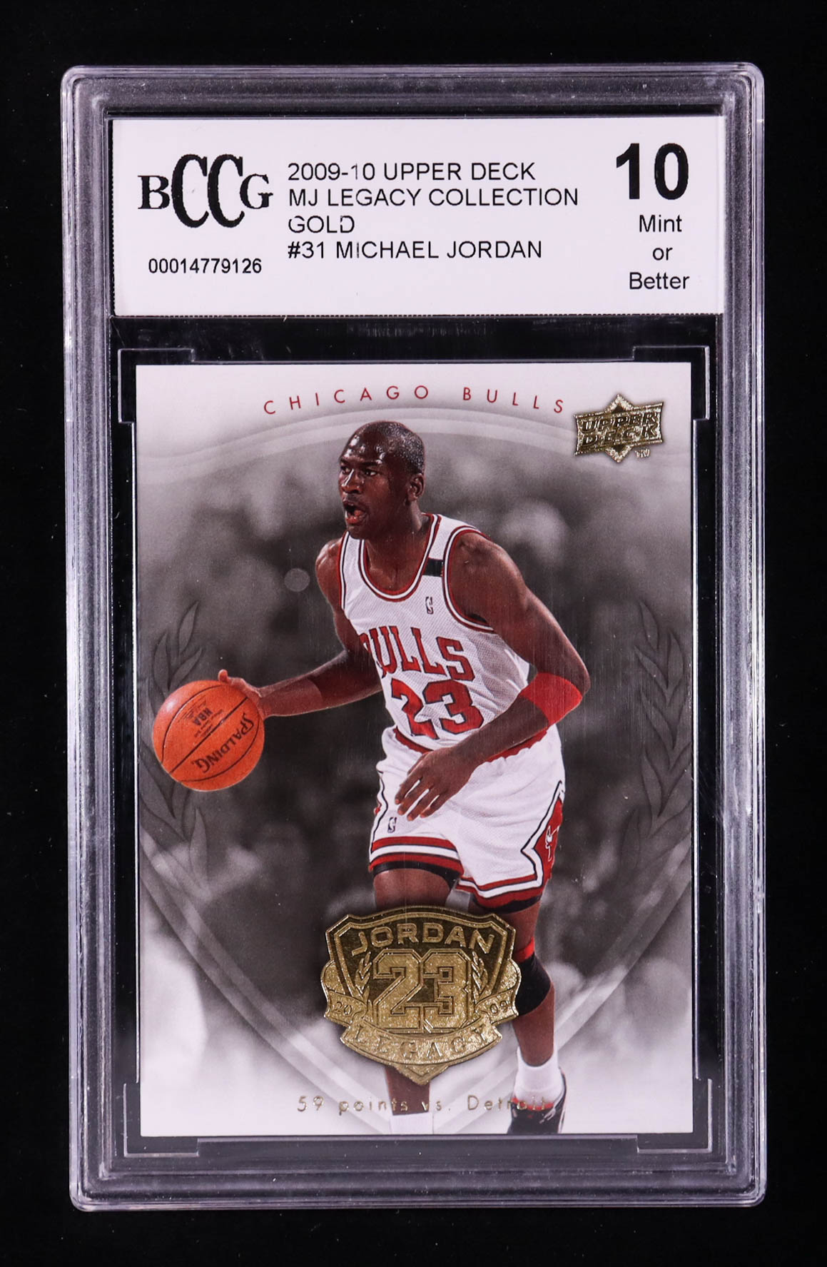 Michael Jordan 2009-10 Upper Deck Michael Jordan Legacy Collection Gold #31 (BCCG 10) at PristineAuction.com Michael Jordan 2009-10 Upper Deck Michael Jordan Legacy Collection Gold #31 (BCCG 10) at PristineAuction.com