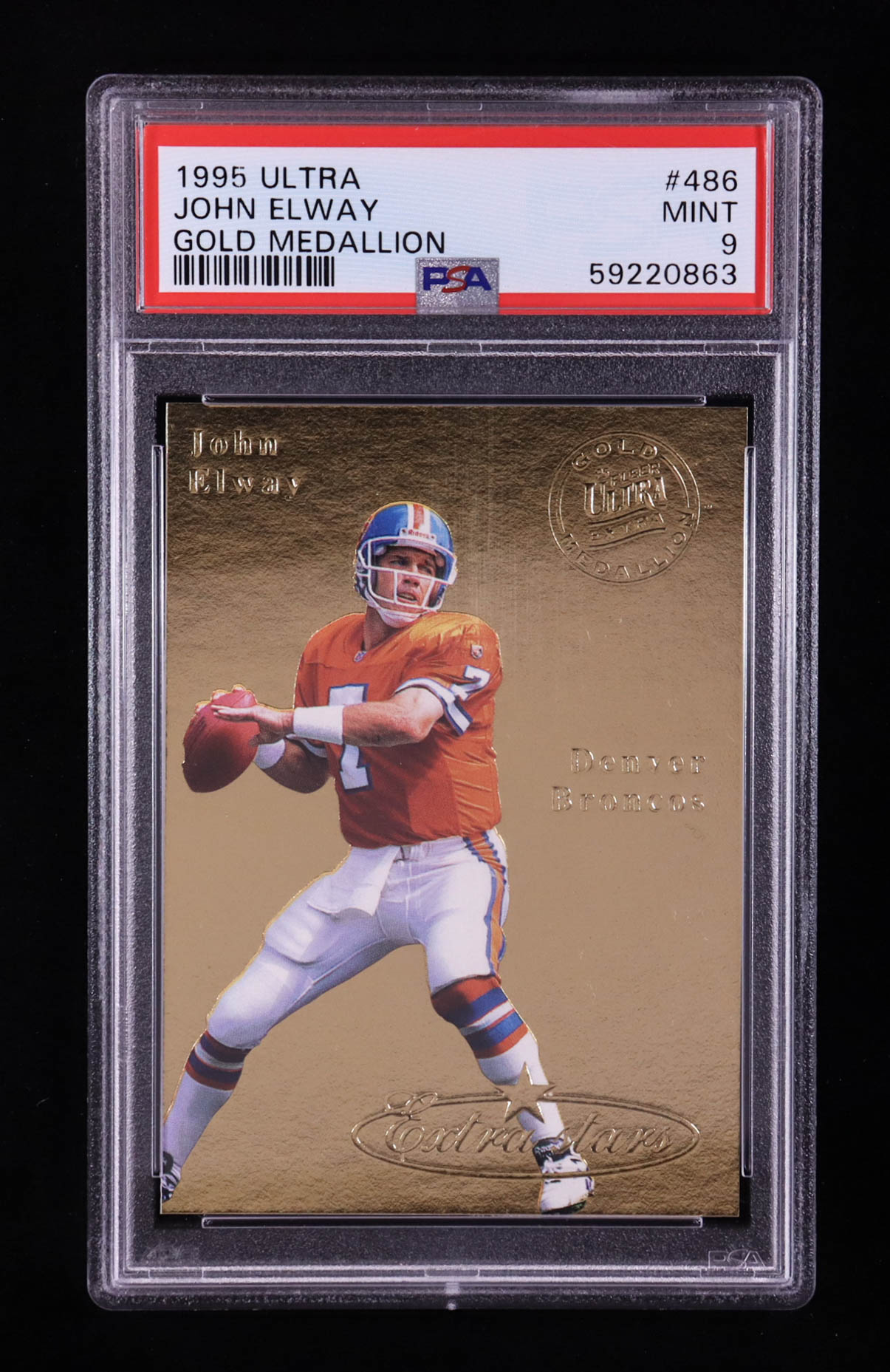 John Elway 1995 Ultra Gold Medallion #486 ES (PSA 9) at PristineAuction.com John Elway 1995 Ultra Gold Medallion #486 ES (PSA 9) at PristineAuction.com