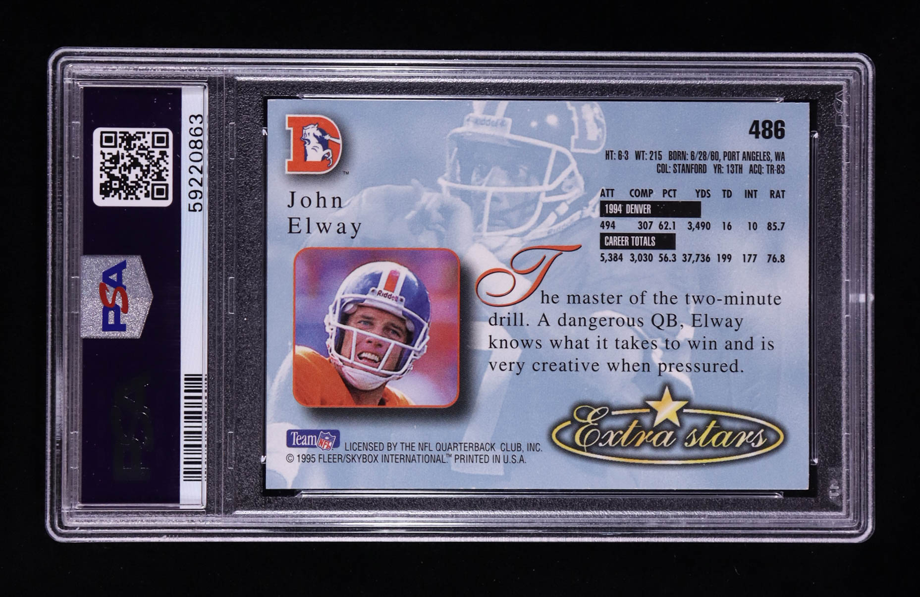 John Elway 1995 Ultra Gold Medallion #486 ES (PSA 9) at PristineAuction.com John Elway 1995 Ultra Gold Medallion #486 ES (PSA 9) at PristineAuction.com