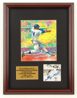 Willie Mays Signed Custom Framed Photo Display with Leroy Neiman Art Print & Career Statistics Plaque (PSA) at PristineAuction.com