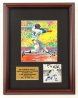 Willie Mays Signed Custom Framed Photo Display with Leroy Neiman Art Print & Career Statistics Plaque (PSA) at PristineAuction.com