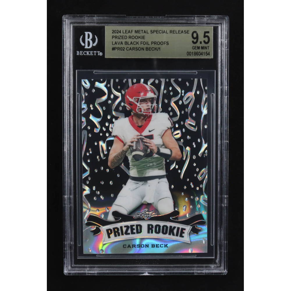 Carson Beck 2024 Leaf Metal Special Release Prized Rookie Silver Lava Black Foil Proofs #PR02 RC (BGS 9.5) at PristineAuction.com