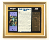 Super Bowl XXIV Commemorative Score Card with 23KT Gold Ticket Framed Display at PristineAuction.com