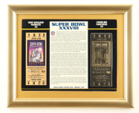 Super Bowl XXXVIII Commemorative Score Card with 23KT Gold Ticket Framed Display at PristineAuction.com