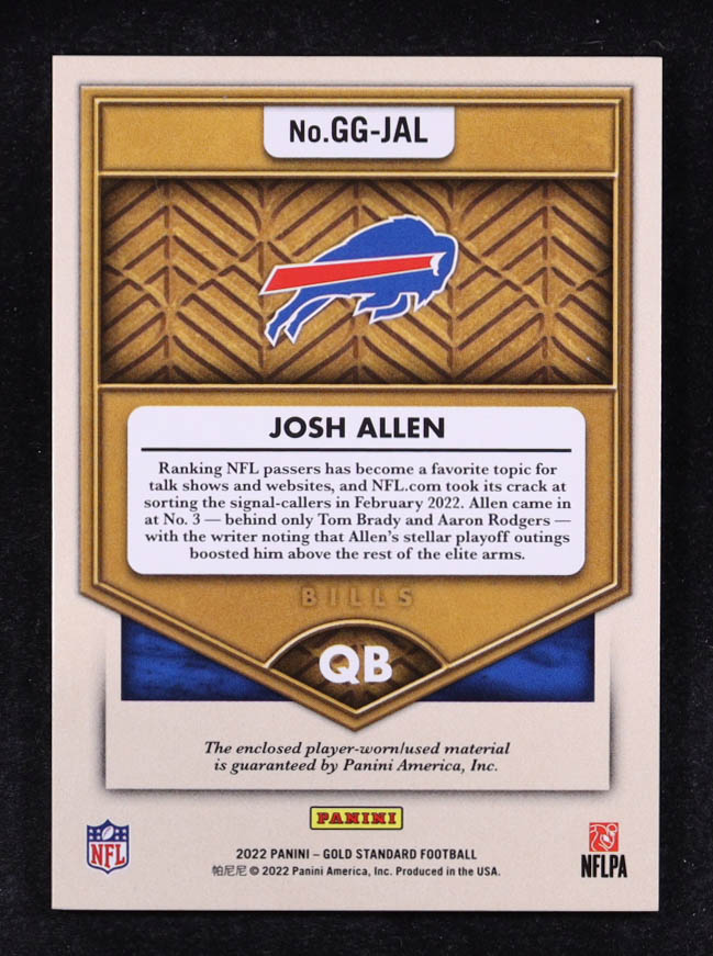 Josh Allen 2022 Panini Gold Standard Gold Gear #13 #266/299 at PristineAuction.com Josh Allen 2022 Panini Gold Standard Gold Gear #13 #266/299 at PristineAuction.com