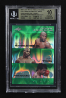 Mike Tyson / Floyd Mayweather Jr. / Manny Pacquiao 2024 Leaf Metal Special Release Exclusive Legends Ed. Triple Lava Green Foil Proofs (BGS 10) at PristineAuction.com