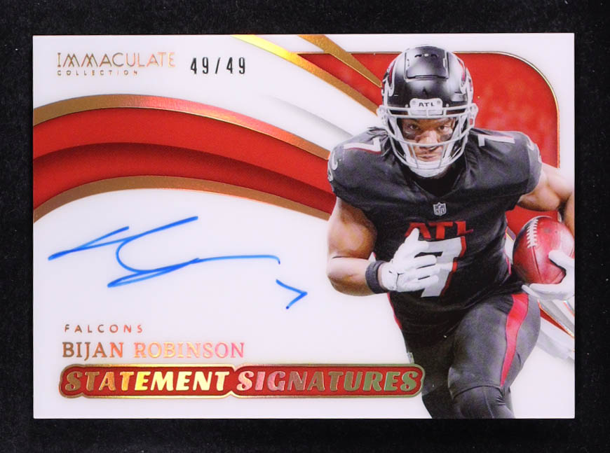 Bijan Robinson 2024 Immaculate Collection Statement Signatures #10 #49/49 at PristineAuction.com Bijan Robinson 2024 Immaculate Collection Statement Signatures #10 #49/49 at PristineAuction.com