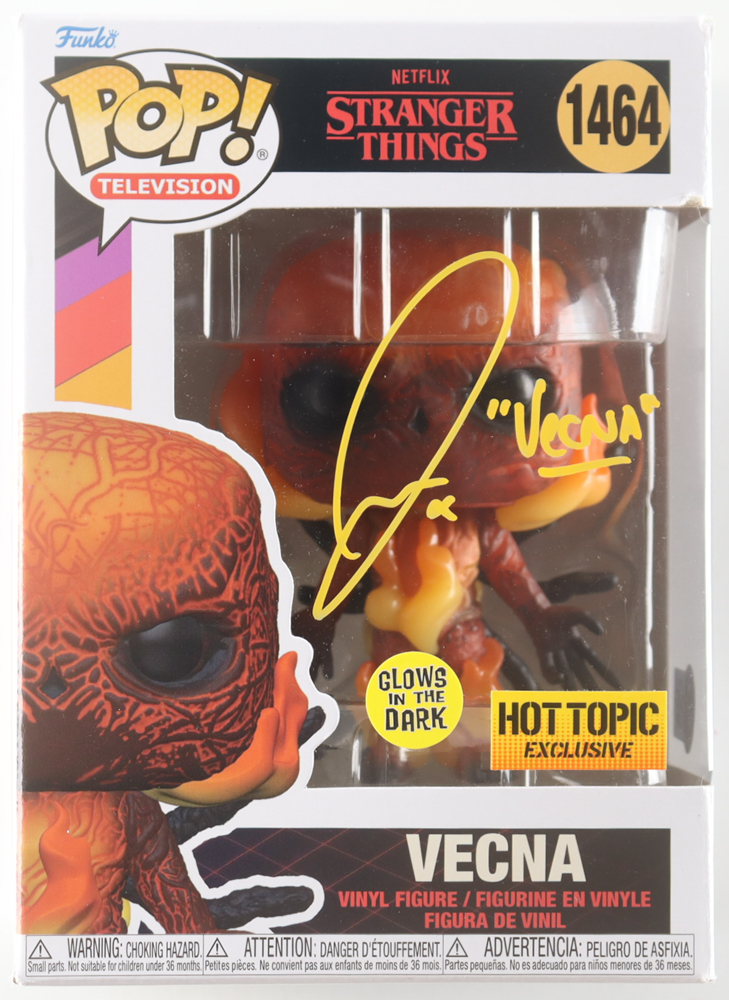 Jamie Campbell Bower Signed "Stranger Things" #1464 Vecna Funko Pop! Vinyl Figure Inscribed "Vecna" (Beckett) at PristineAuction.com Jamie Campbell Bower Signed "Stranger Things" #1464 Vecna Funko Pop! Vinyl Figure Inscribed "Vecna" (Beckett) at PristineAuction.com