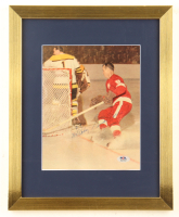 Gordie Howe Signed Red Wings Custom Framed Photo Display Inscribed "Mr. Hockey" (PSA) at PristineAuction.com