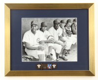 "Ernie Banks In The Cubs Dugout" Custom Framed Photo Display with Banks HOF Plaque at PristineAuction.com