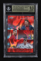 Lionel Messi / Zinedine Zidane / Cristiano Ronaldo 2024 Leaf Metal Special Release Exclusive Legends Ed. Triple Lava Red Foil Proofs #ELE61 (BGS 9.5) at PristineAuction.com