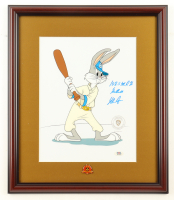 Nolan Ryan Signed "Looney Tunes" Custom Framed Original Film Cel Display With Looney Tunes Pin Inscribed "108.5 MPH Fastball" (PSA) at PristineAuction.com