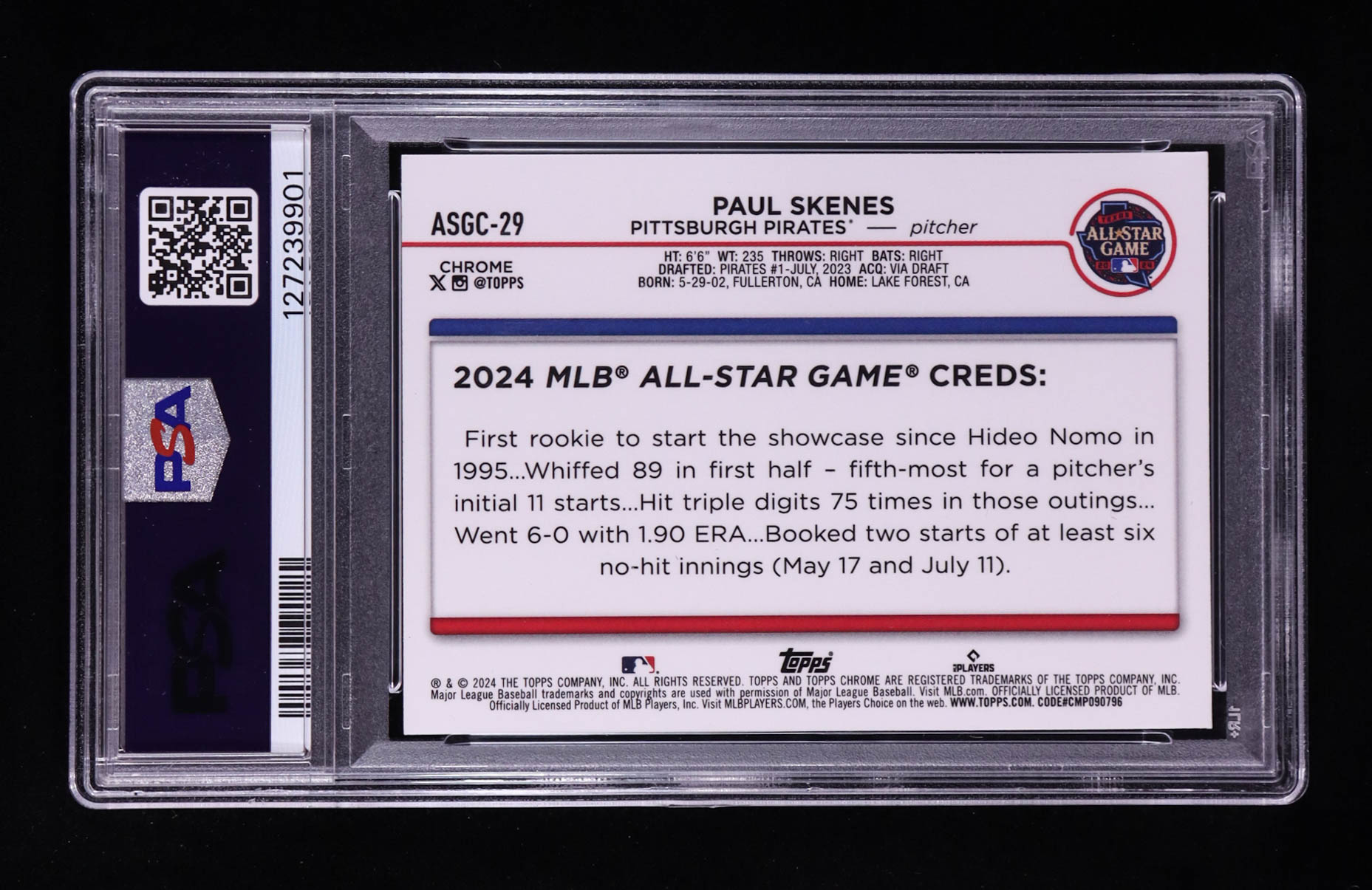Paul Skenes 2024 Topps Update '24 All-Star Game #ASG29 RC (PSA 9) at PristineAuction.com Paul Skenes 2024 Topps Update '24 All-Star Game #ASG29 RC (PSA 9) at PristineAuction.com