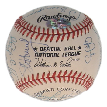 1992 Braves ONL Baseball Team-Signed by (23) with Tom Glavine, John Smoltz, Ron Gant, Greg Olson (Hollywood Collectibles) at PristineAuction.com 1992 Braves ONL Baseball Team-Signed by (23) with Tom Glavine, John Smoltz, Ron Gant, Greg Olson (Hollywood Collectibles) at PristineAuction.com