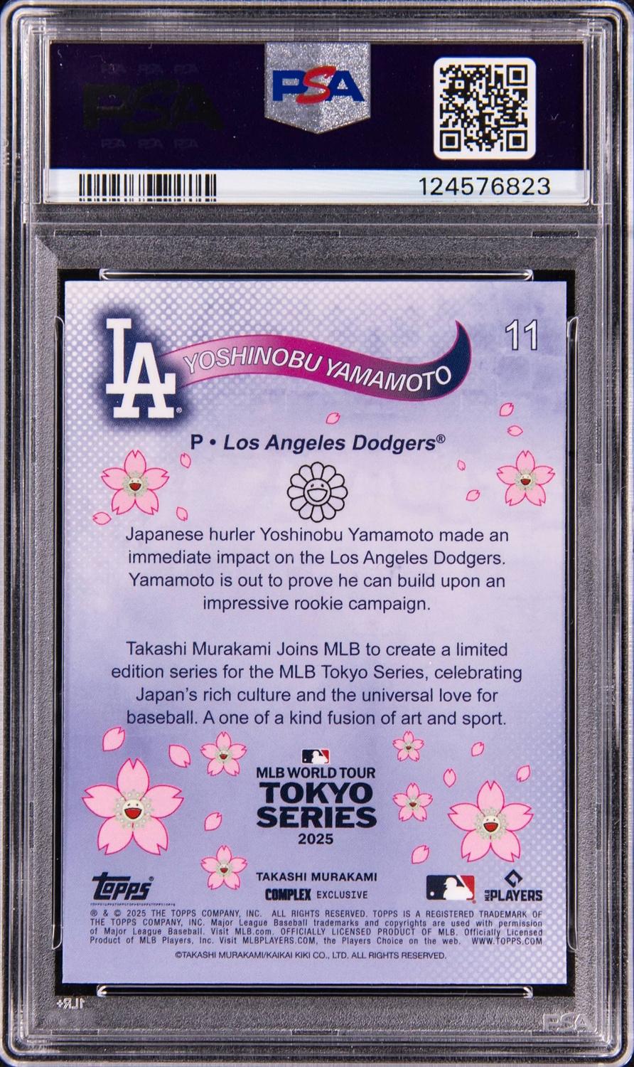 Yoshinobu Yamamoto 2025 Topps Takashi Murakami Tokyo Series #11 (PSA 9) at PristineAuction.com Yoshinobu Yamamoto 2025 Topps Takashi Murakami Tokyo Series #11 (PSA 9) at PristineAuction.com