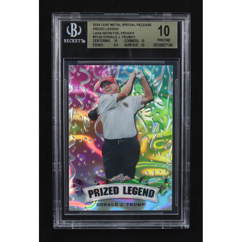Donald J. Trump 2024 Leaf Metal Special Release Prized Legend Lava Neon Foil Proofs #PL02 (BGS 10) at PristineAuction.com