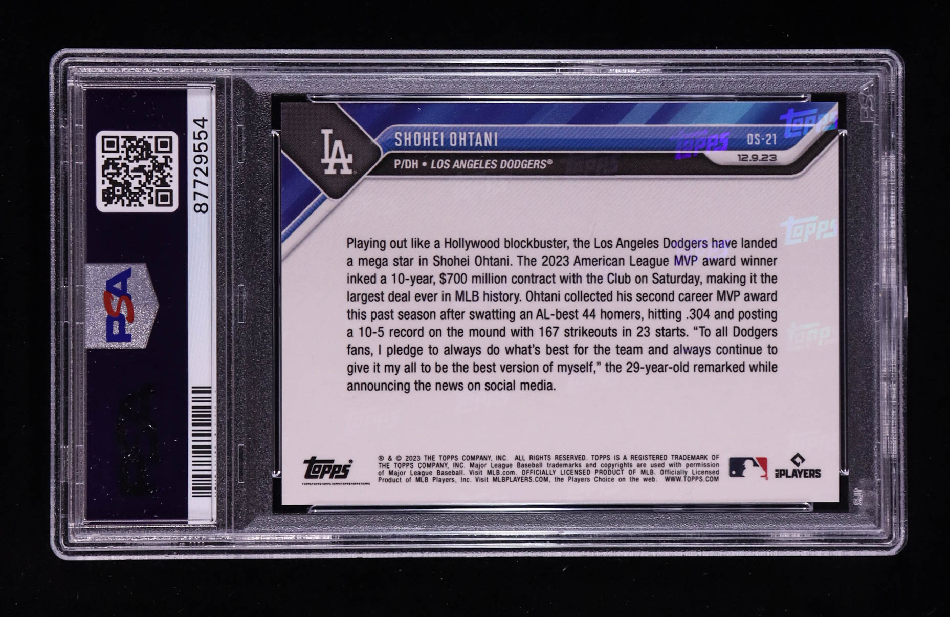 Shohei Ohtani 2023 Topps Now Offseason #OS21 (PSA 10) at PristineAuction.com Shohei Ohtani 2023 Topps Now Offseason #OS21 (PSA 10) at PristineAuction.com