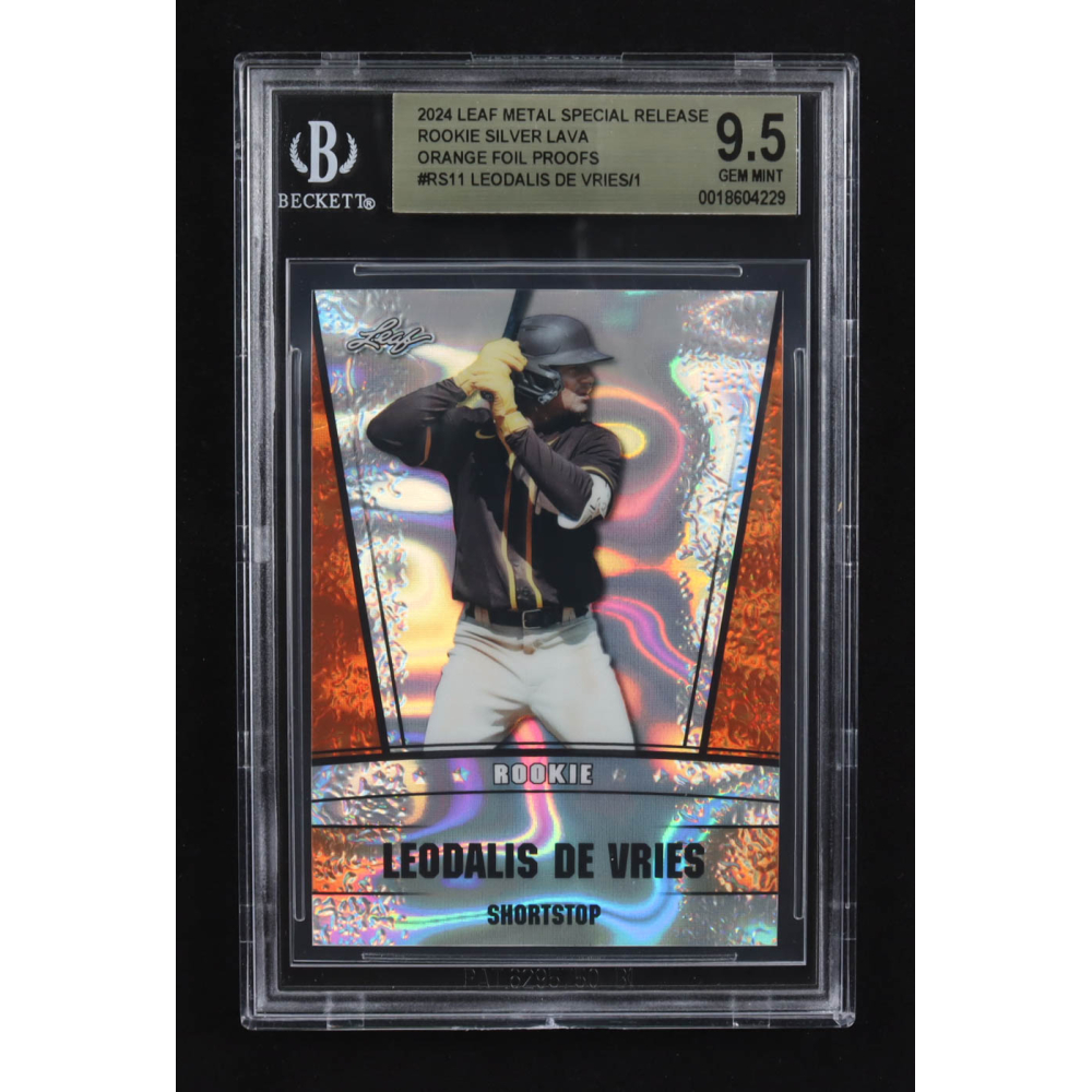 Leodalis De Vries 2024 Leaf Metal Special Release Rookie Silver Lava Orange Foil Proofs #RS11 RC (BGS 9.5) at PristineAuction.com