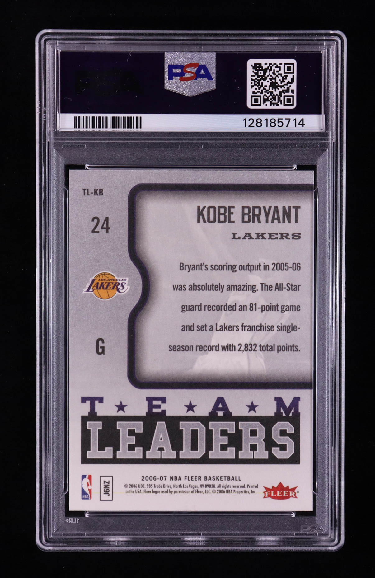 Kobe Bryant 2006-07 Fleer Team Leaders #KB (PSA 10) at PristineAuction.com Kobe Bryant 2006-07 Fleer Team Leaders #KB (PSA 10) at PristineAuction.com