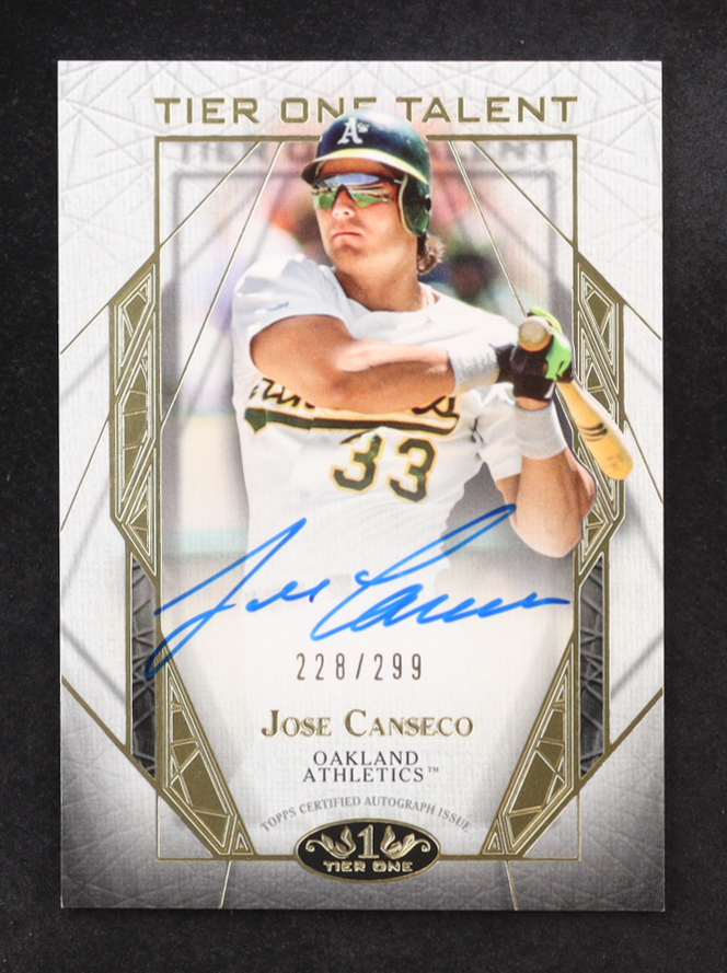 Jose Canseco 2022 Topps Tier One Talent Autographs #T1TAJC #228/299 at PristineAuction.com Jose Canseco 2022 Topps Tier One Talent Autographs #T1TAJC #228/299 at PristineAuction.com