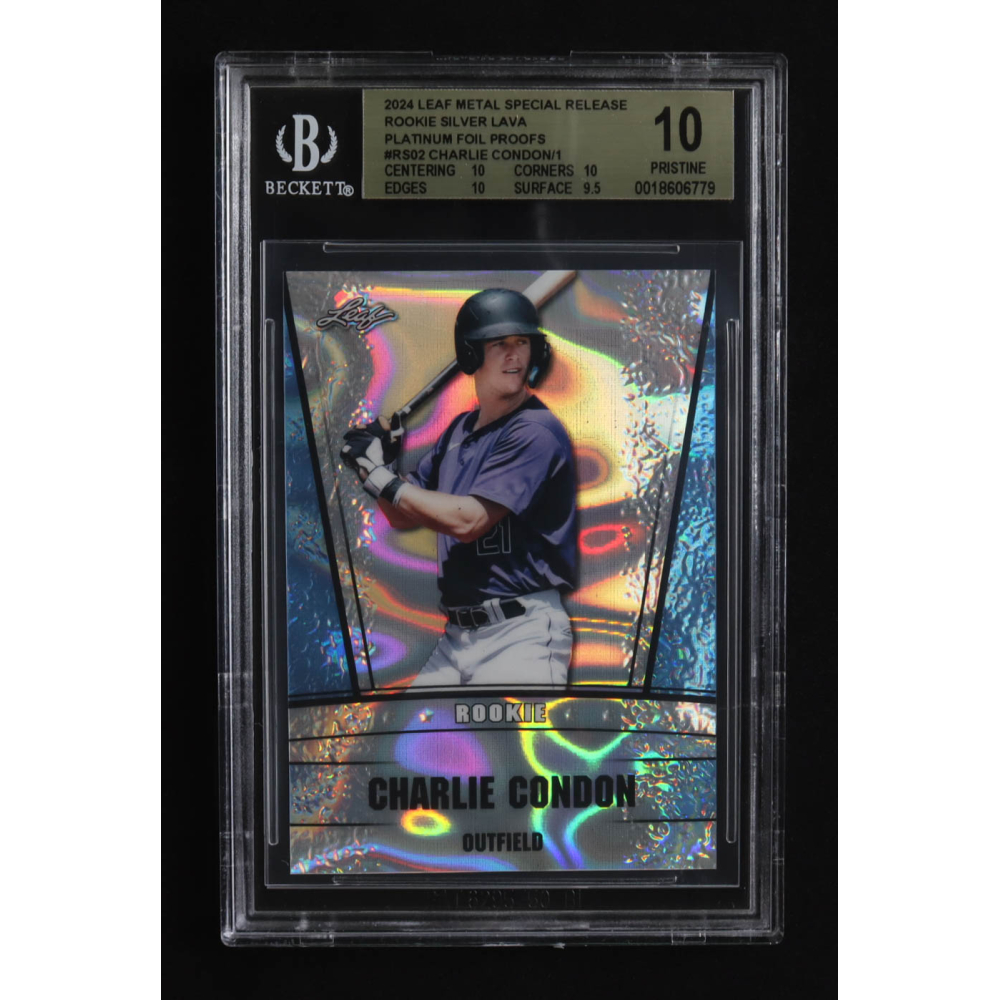 Charlie Condon 2024 Leaf Metal Special Release Rookie Silver Lava Platinum Foil Proofs #RS02 RC (BGS 10) at PristineAuction.com