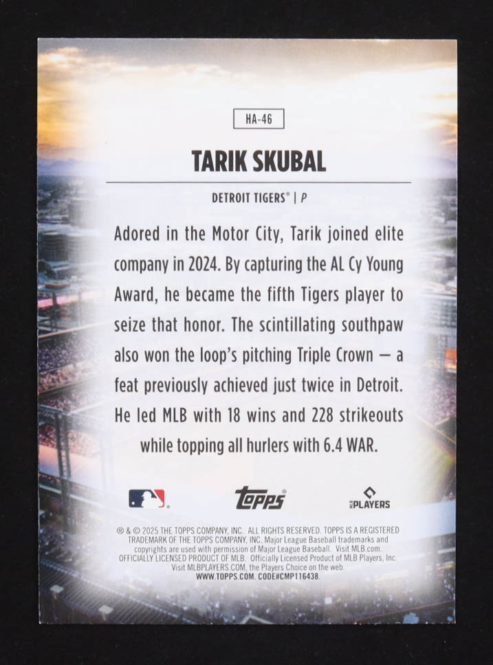 Tarik Skubal 2025 Topps Home Field Advantage #HA46 at PristineAuction.com Tarik Skubal 2025 Topps Home Field Advantage #HA46 at PristineAuction.com