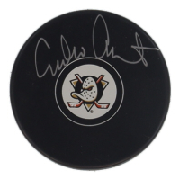 Emilio Estevez Signed Ducks Logo Hockey Puck (Schwartz) at PristineAuction.com