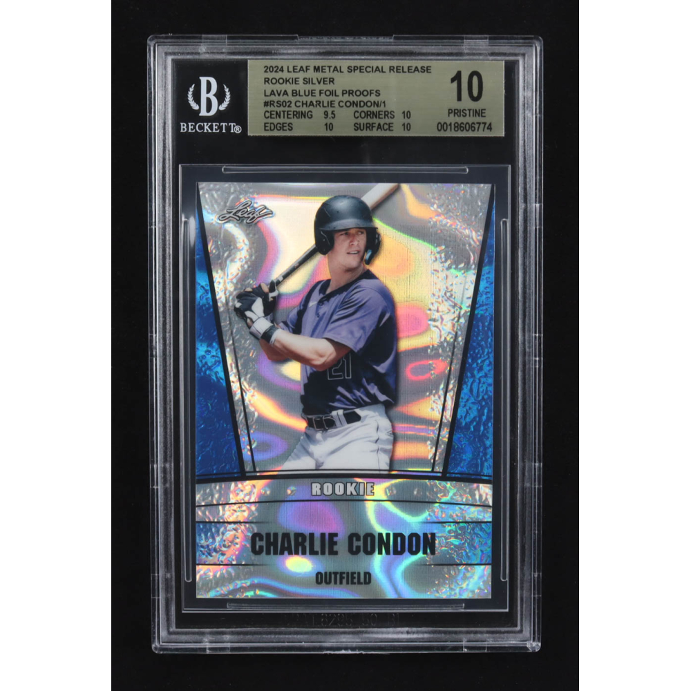 Charlie Condon 2024 Leaf Metal Special Release Rookie Silver Lava Blue Foil Proofs #RS02 RC (BGS 10) at PristineAuction.com