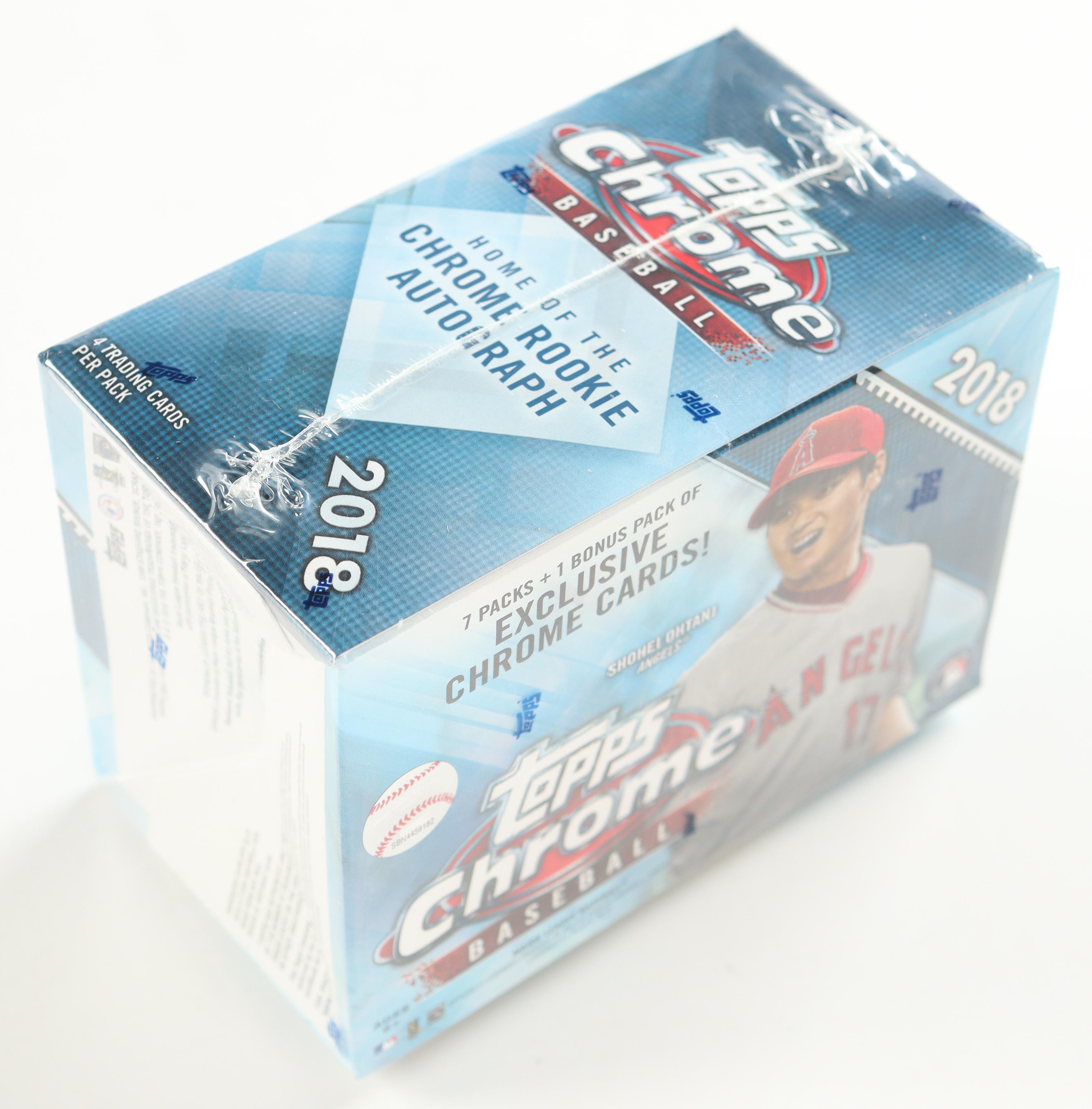 2018 Topps Chrome Baseball Blaster Box With (8) Packs at PristineAuction.com 2018 Topps Chrome Baseball Blaster Box With (8) Packs at PristineAuction.com