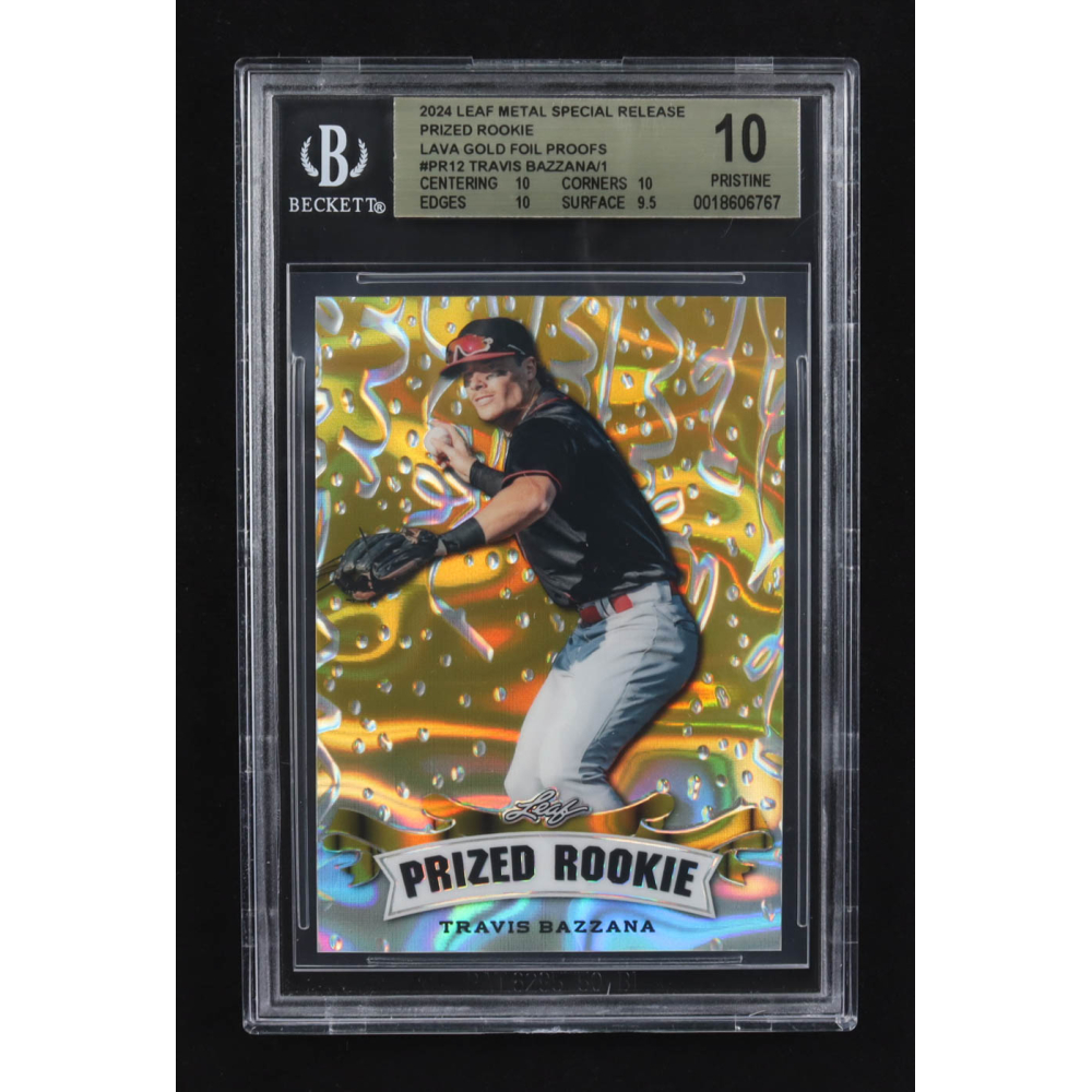 Travis Bazzana 2024 Leaf Metal Special Release Prized Rookie Silver Lava Gold Foil Proofs #PR12 RC (BGS 10) at PristineAuction.com