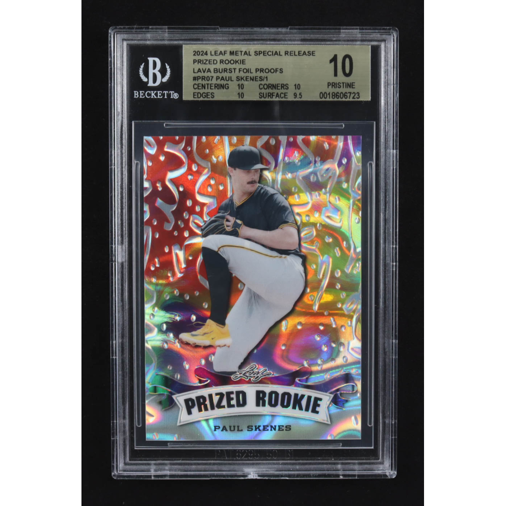 Paul Skenes 2024 Leaf Metal Special Release Prized Rookie Lava Burst Foil Proofs #PR-07 RC #1/1 (BGS 10) at PristineAuction.com