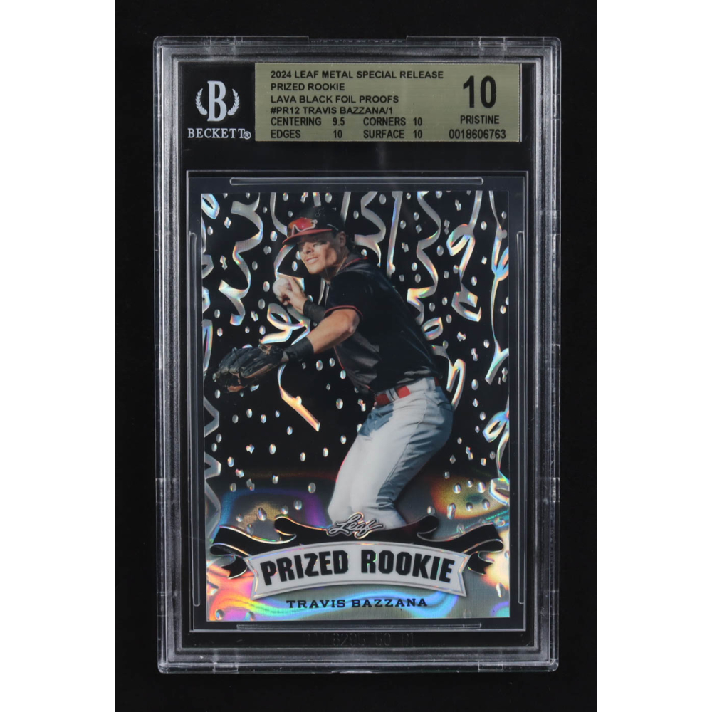 Travis Bazzana 2024 Leaf Metal Special Release Prized Rookie Silver Lava Black Foil Proofs #PR12 RC (BGS 10) at PristineAuction.com