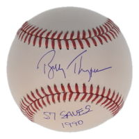 Bobby Thigpen Signed OML Baseball Inscribed "57 SAVES 1990" (Schwartz) at PristineAuction.com