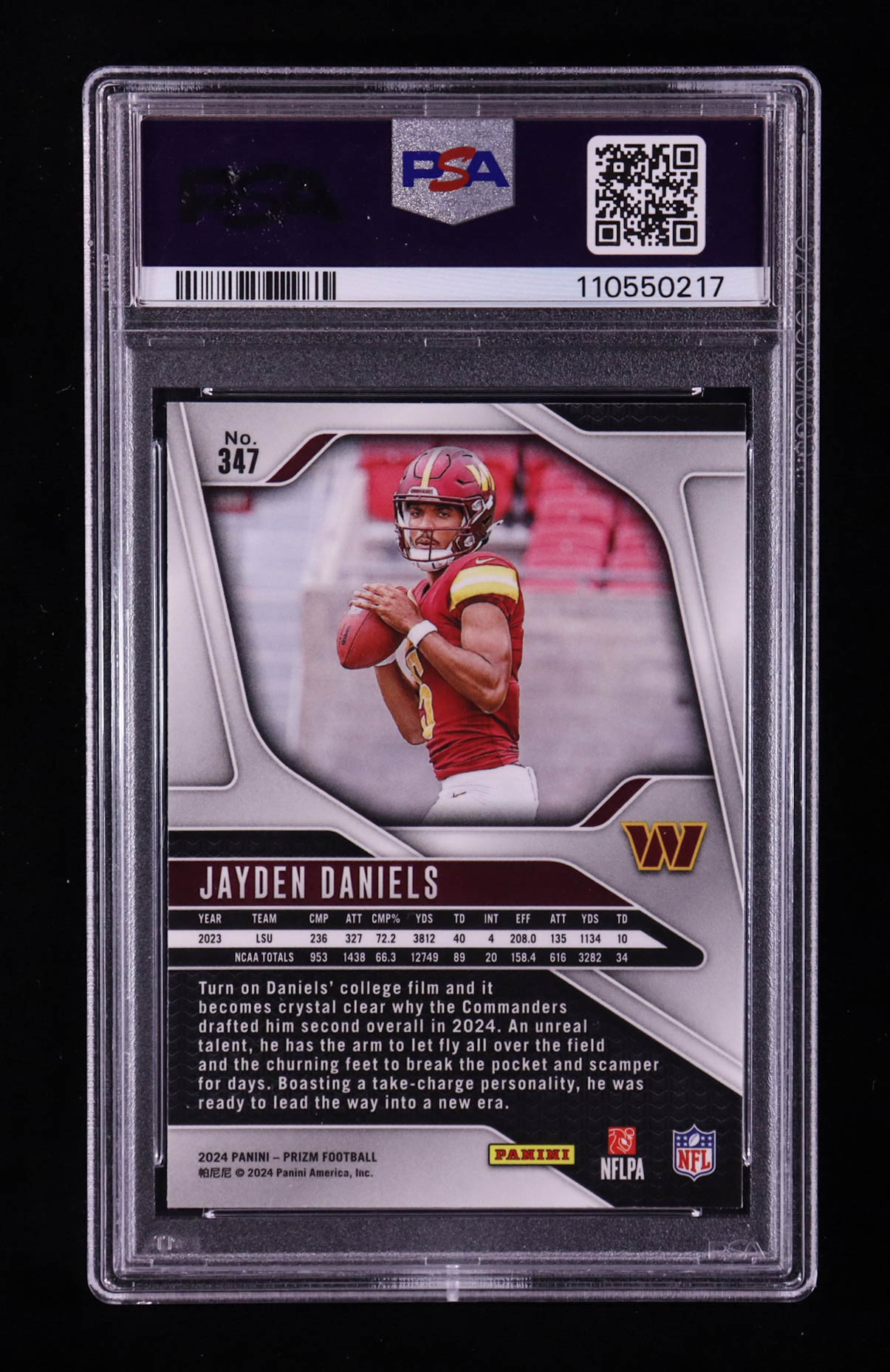Jayden Daniels 2024 Panini Prizm #347 RC (PSA 10) at PristineAuction.com Jayden Daniels 2024 Panini Prizm #347 RC (PSA 10) at PristineAuction.com