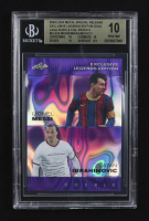 Lionel Messi / Zlatan Ibrahimovic 2024 Leaf Metal Special Release Exclusive Legends Ed. Dual Lava Purple Foil Proofs #ELE24 (BGS 10) at PristineAuction.com